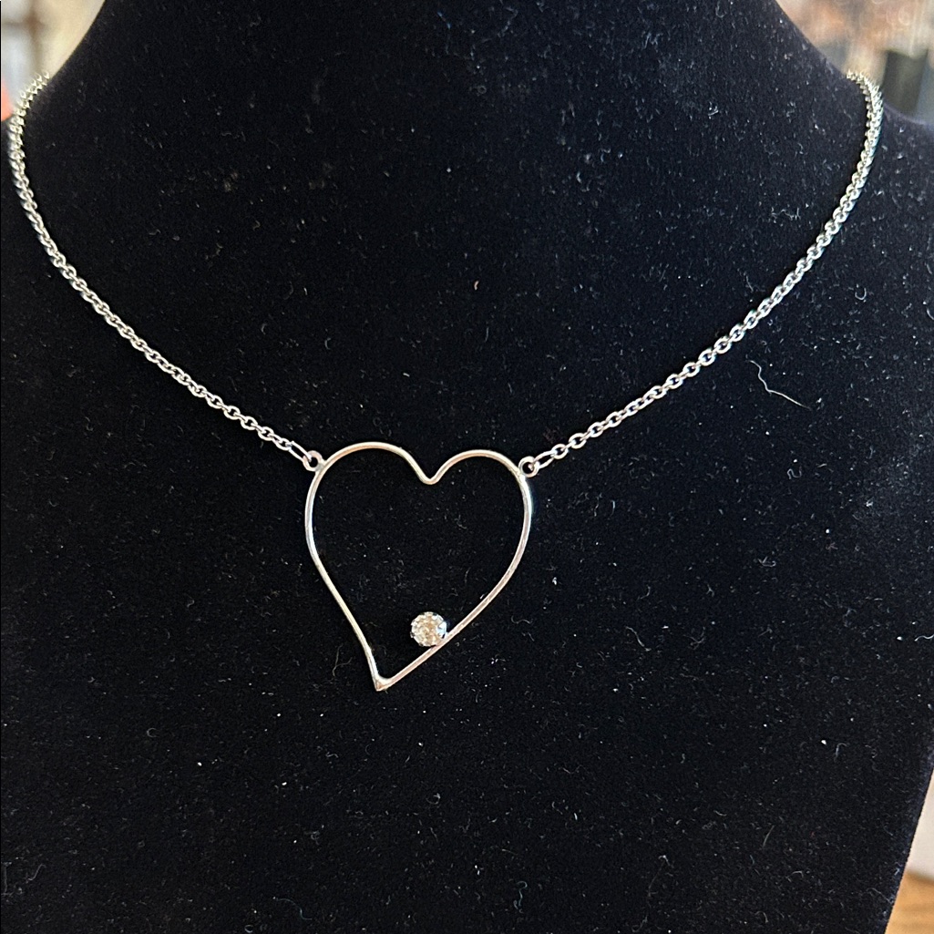 Silver Tone Heart Necklace